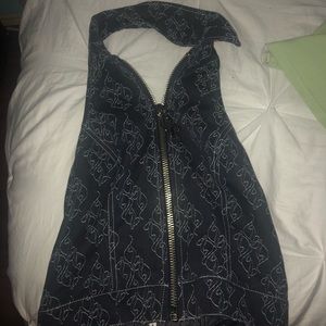 Y2K baby phat zip up denim halter top